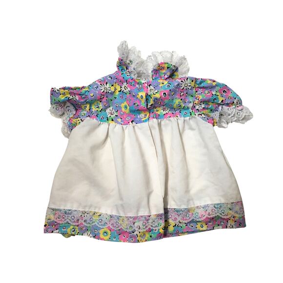 Vintage Floral Dress, Baby 18 M White Pink Purple Floral Print Lace Diaper Cover - Picture 9 of 9